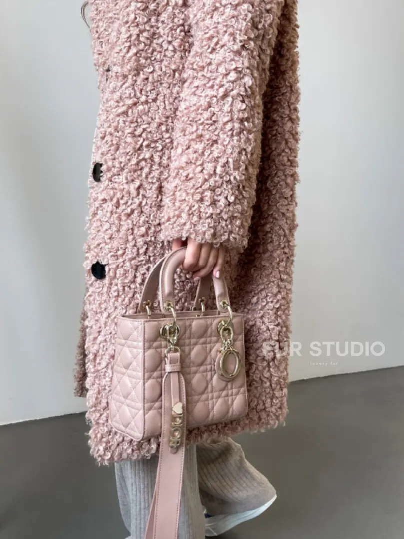 Шуба из экомеха в цвете пудра - фото 3