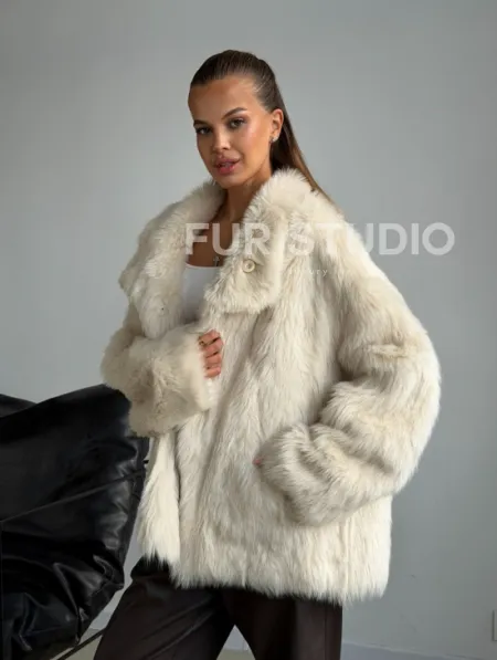 Двухсторонняя дубленка из меха тосканы - фото 15