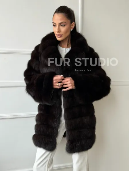 Шуба из куницы английский воротник - фото 7