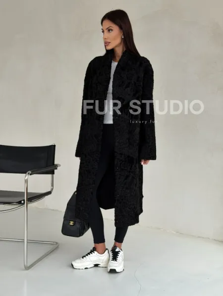 Черная шуба из каракуля - фото 8