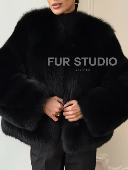 Черная короткая шуба из песца - фото 2