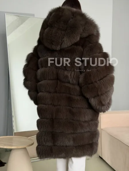 Шуба из песца с капюшоном - фото 3