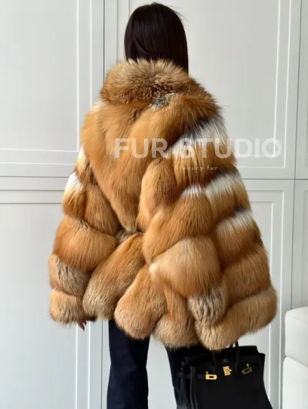 Шуба из лисы огневки - оверсайз - фото 4
