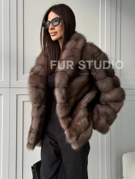 Куртка из куницы - воротник шаль - фото 8