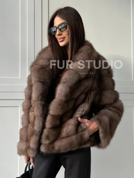 Куртка из куницы - воротник шаль - фото 10