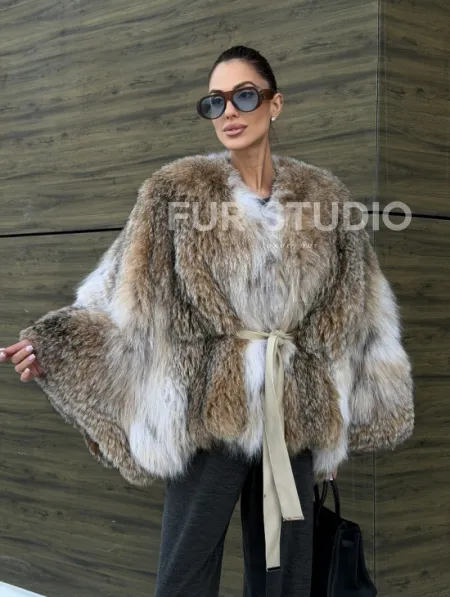 Шуба - летучка из меха рыси - фото 11
