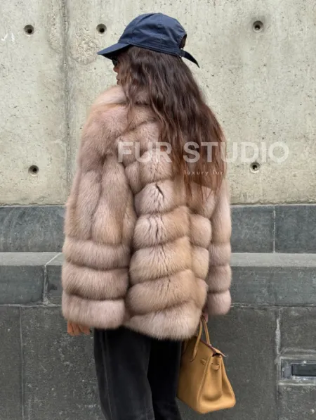 Шуба из меха куницы - цвет Tortora - фото 6