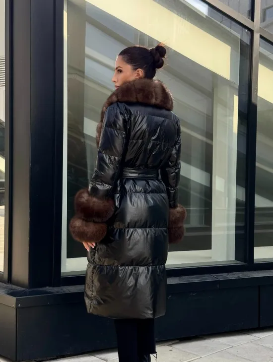 Зимний женский пуховик с воротником из меха финского песца - фото 9