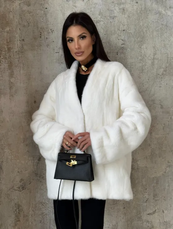 Белоснежный жакет - полушубок из меха норки SAGA FURS - фото 9