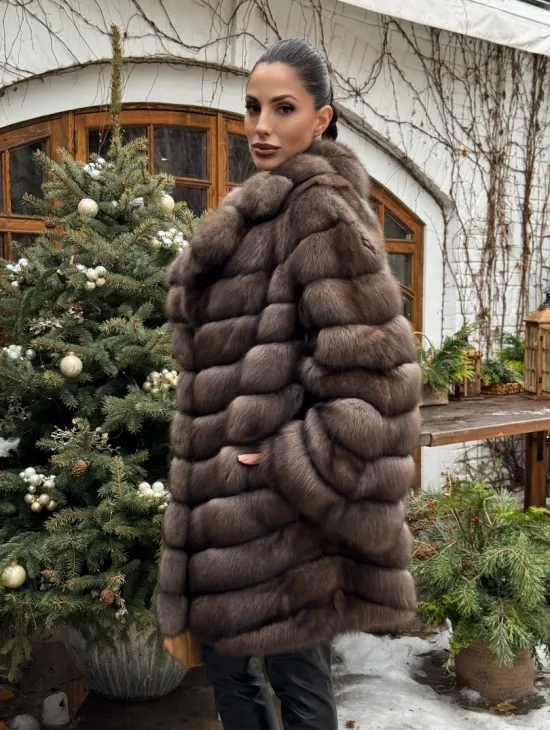 Шуба из соболя баргузинского с английски воротником SILVER 1-2 - фото 9