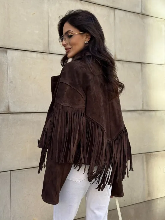 Кожаная куртка с бахромой - фото 7