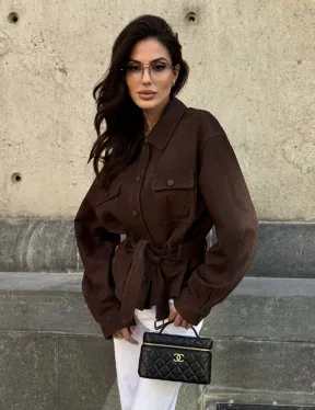 Женская куртка - рубашка из замши - фото 9