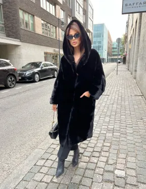 Шуба из меха норки SAGA FURS с капюшоном - фото 4