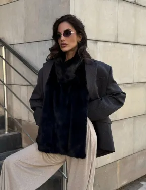 Черная норковая манишка - фото 15