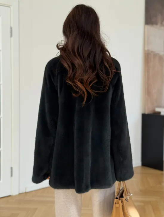 Шуба норковая темно-зеленая - фото 5