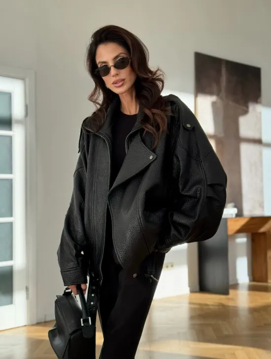 Черная кожаная куртка - фото 7