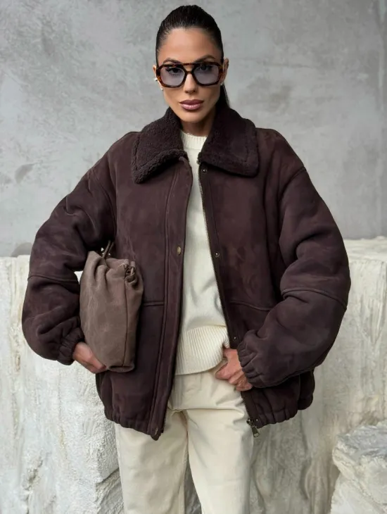 Дубленка бомбер женская - фото 5