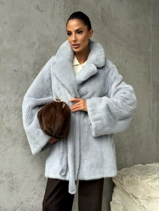 Полушубок из голубой норки - фото 9