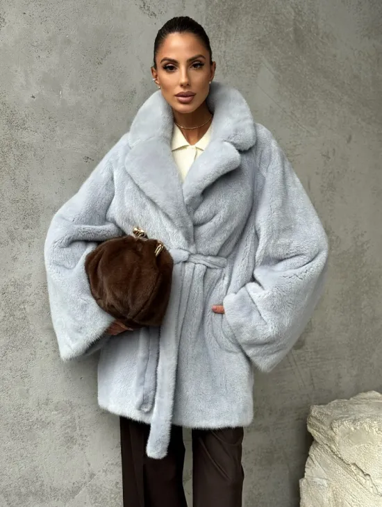 Полушубок из голубой норки - фото 0