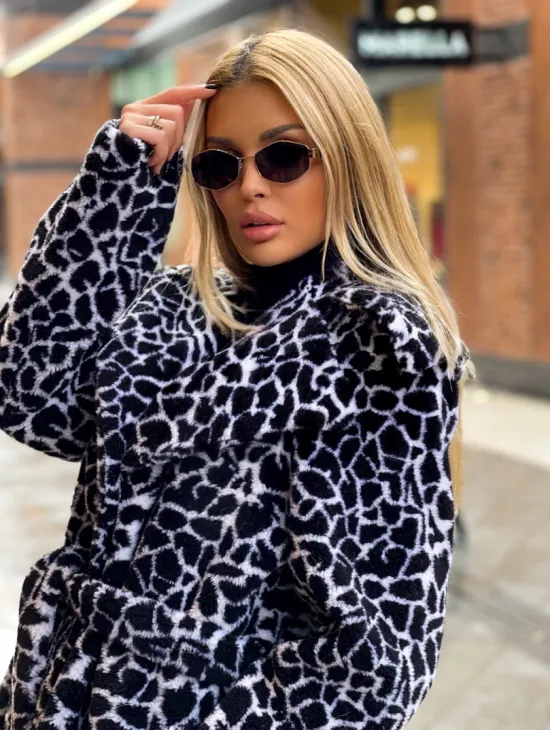 Двубортное пальто из экомеха - фото 0