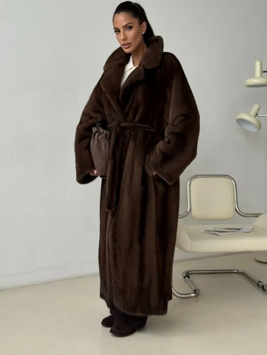 Длинная норковая шуба - фото 0