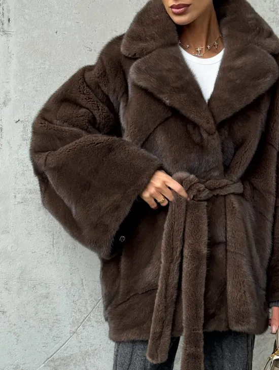 Полушубок норковый с английским воротником - летучка - фото 2