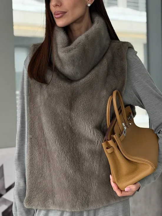 Манишка норковая серая - фото 2