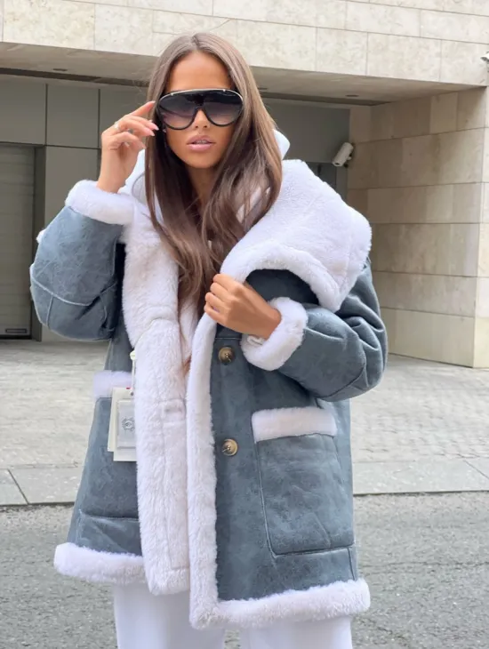 Двухсторонняя шубка - дубленка из натуральной шерсти - фото 2