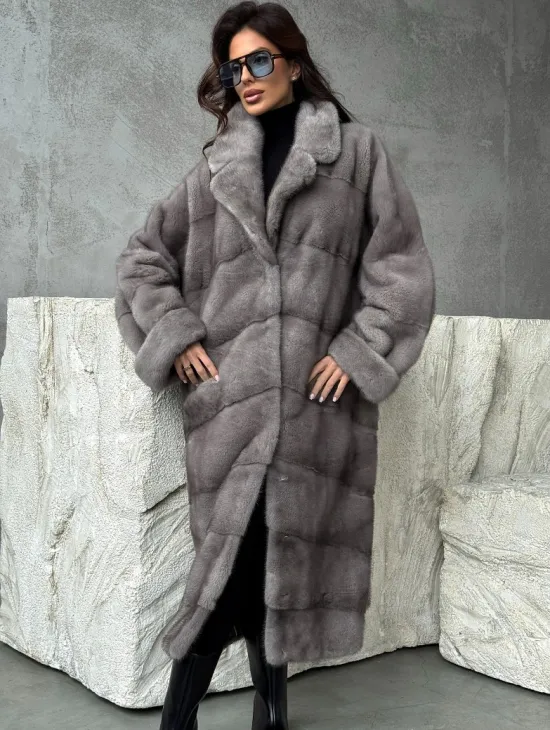 Серая норковая шуба oversize - фото 5