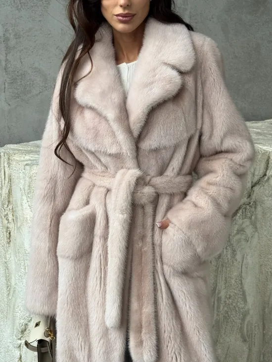 Светлая классическая норковая шуба - фото 3