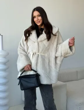 Шуба автоледи под пояс из меха норки - фото 6