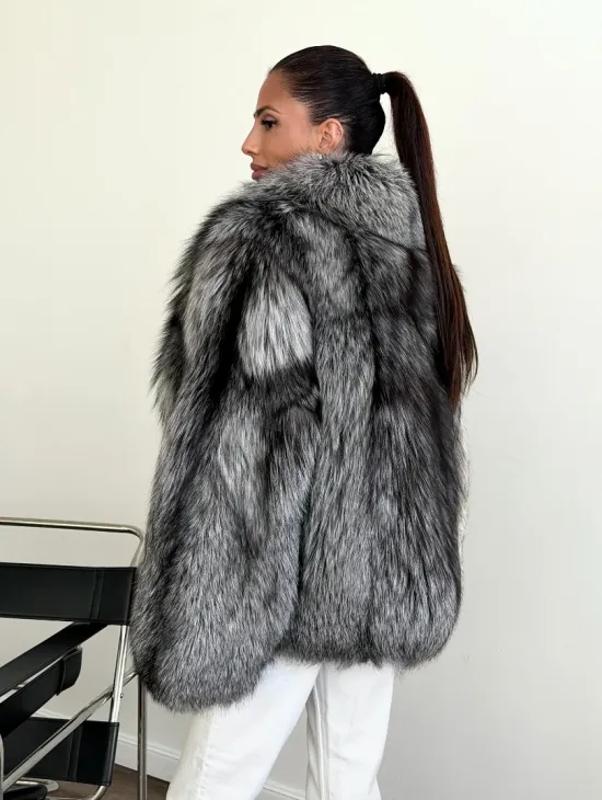 Шуба чернобурка - воротник шаль - фото 6