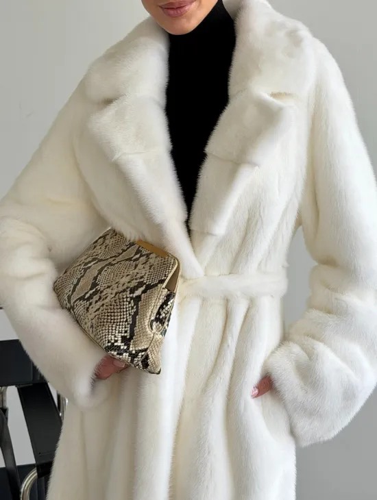 Белая норковая шуба в пол - фото 2