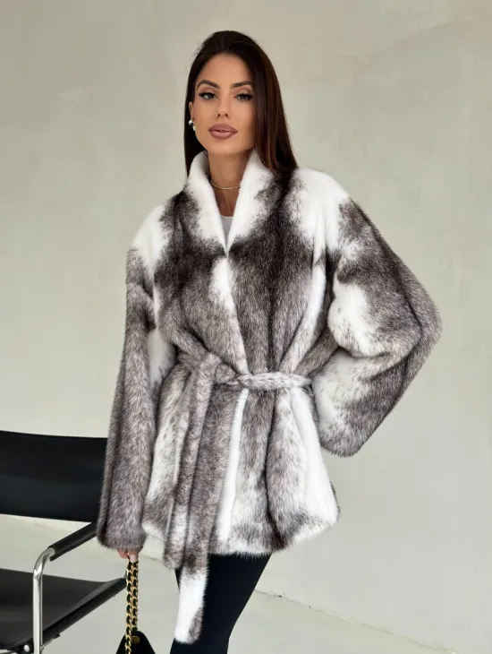 Белая шуба из норки крестовки - фото 4