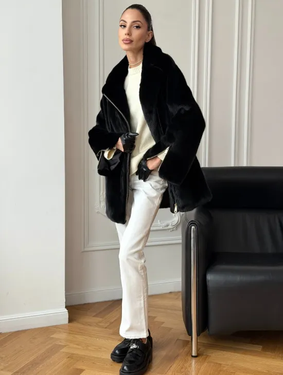 Черная норковая косуха - фото 6