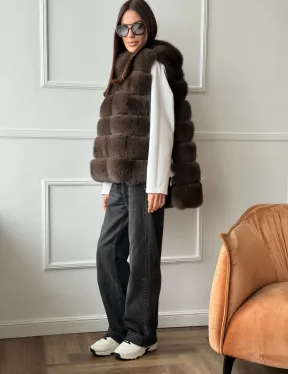 Меховая манишка под соболь из песца - фото 5