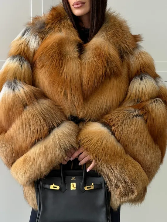 Шуба из лисы огневки - оверсайз - фото 2