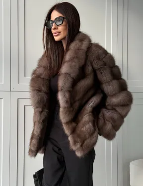 Куртка из куницы - воротник шаль - фото 8