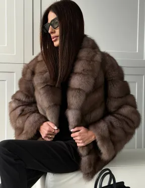 Куртка из куницы - воротник шаль - фото 7