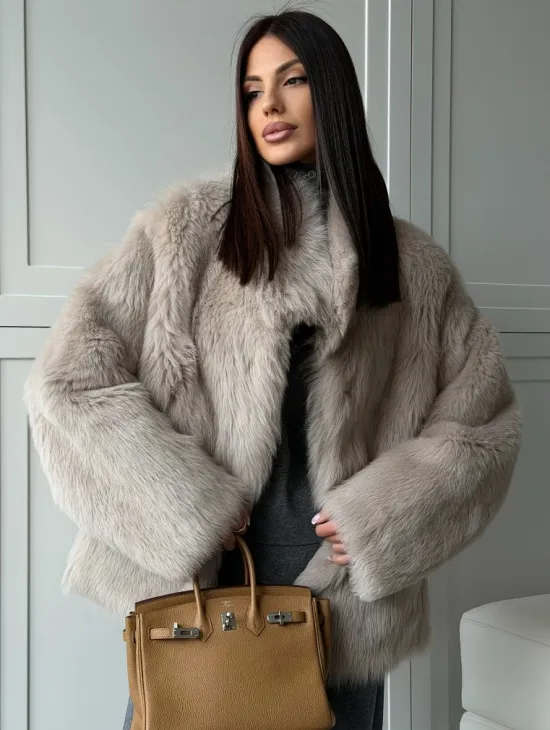 Бежевая дубленка из тосканы - фото 5