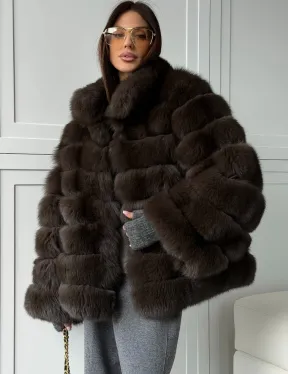 Шуба из натурального песца под соболь - фото 5