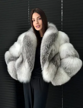Шуба из меха арктической лисы - белая - фото 10