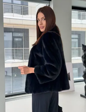 Укороченный норковый жакет - фото 9