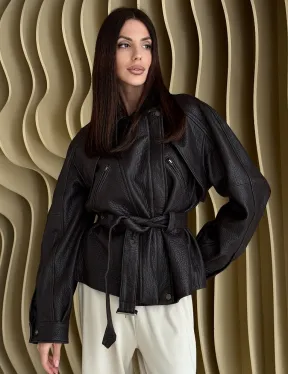 Коричневая кожаная куртка «Тренд - 2026» - фото 0