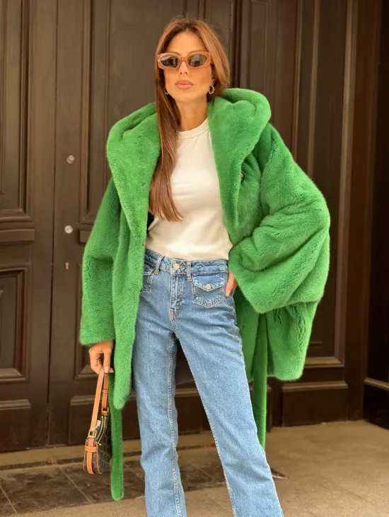 Шуба норковая с капюшоном 100524 - фото 1