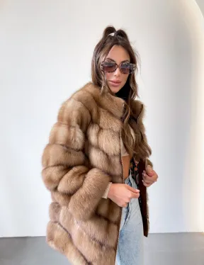 Шуба из куницы на молнии - фото 0