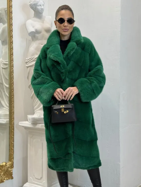 Норка паркет английский воротник - цвет изумруд - фото 0