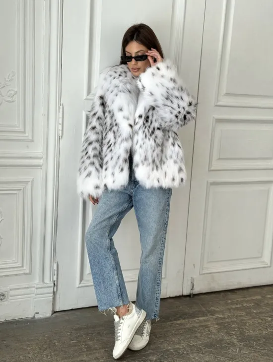 Полушубок из меха аукционной лисы (реплика канадской рыси) - фото 7